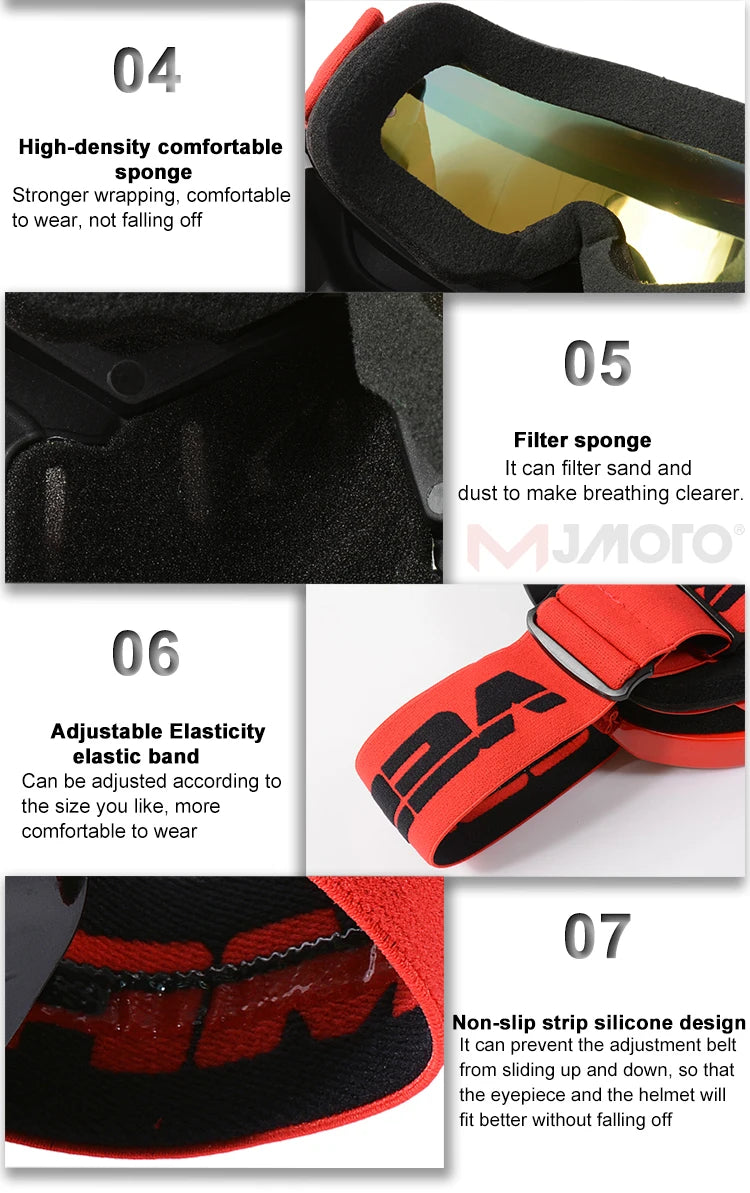 VEMAR Detachable Motorcycle Helmet Goggles Cycling Glasses Man Windproof Dust-proof Motocross Face Mask Goggles Glasses Block UV