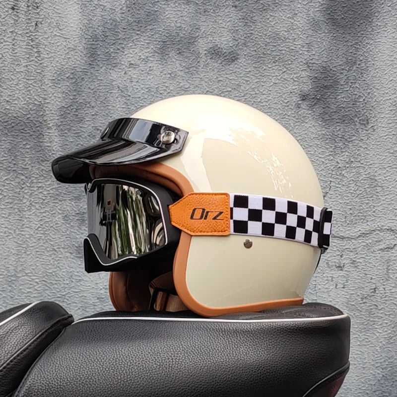 Retro semi-open motorcycle helmet cross-country motorcycle accessories motorcycle helmet 3/4 retro helmet in winter