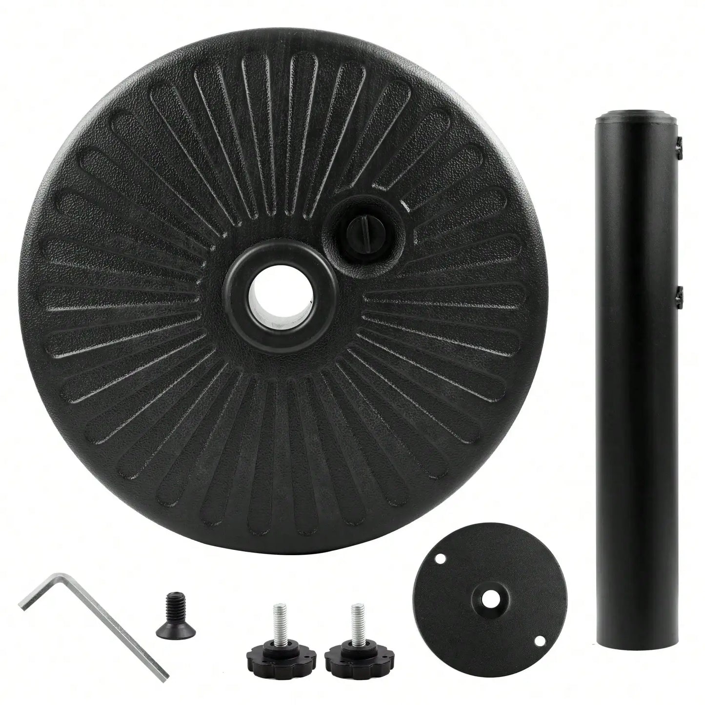 50LBS Round Umbrella Base Water Filled With Steel Umbrella Holder, Heavy Duty Fillable Umbrella Base Stand For Outdoor, Patio, L