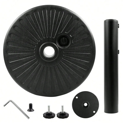 50LBS Round Umbrella Base Water Filled With Steel Umbrella Holder, Heavy Duty Fillable Umbrella Base Stand For Outdoor, Patio, L