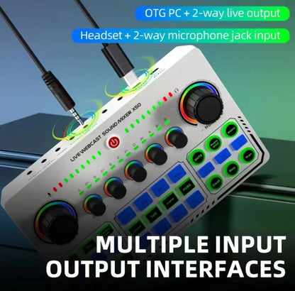 X50 Podcast Recording Equipment with Podcast Mixer Sound Card for Live Streaming Voice Changer DJ Audio Mixer Interface