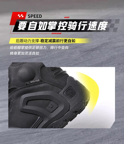 Motorcycle Riding Boots Waterproof Cowhide Leather Breathable Anti-Slip Wear-Resistant Touring Moto Shoes for Men Women