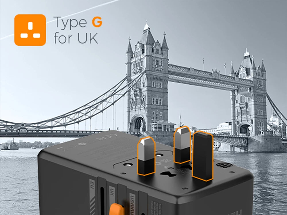 TESSAN 100W GaN Universal Travel Adapter with USB &Type C Fast Charging International Plug Adapter EU/UK/USA/AUS Plug for Travel