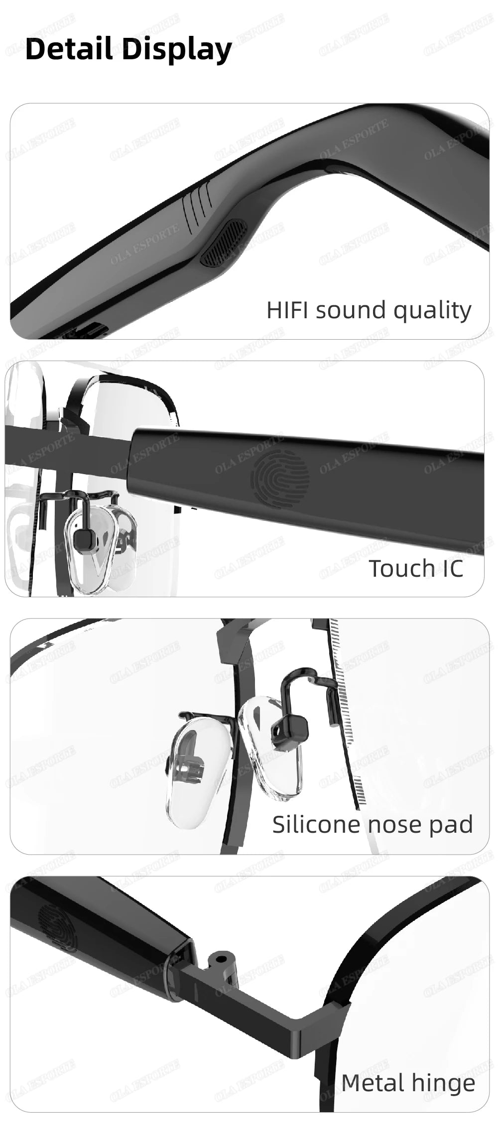 New UV400 Smart Glasses Men Women Listen Music Game Voice Assistant Wireless 5.4 Call Waterproof Anti-blue light SmartSunglasses