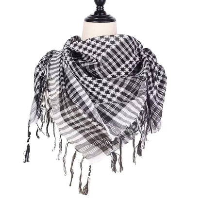 Large Arab Shemagh Headscarf with Tassel Costume Head Neck Scarf Bandana Keffiyeh for Men Women