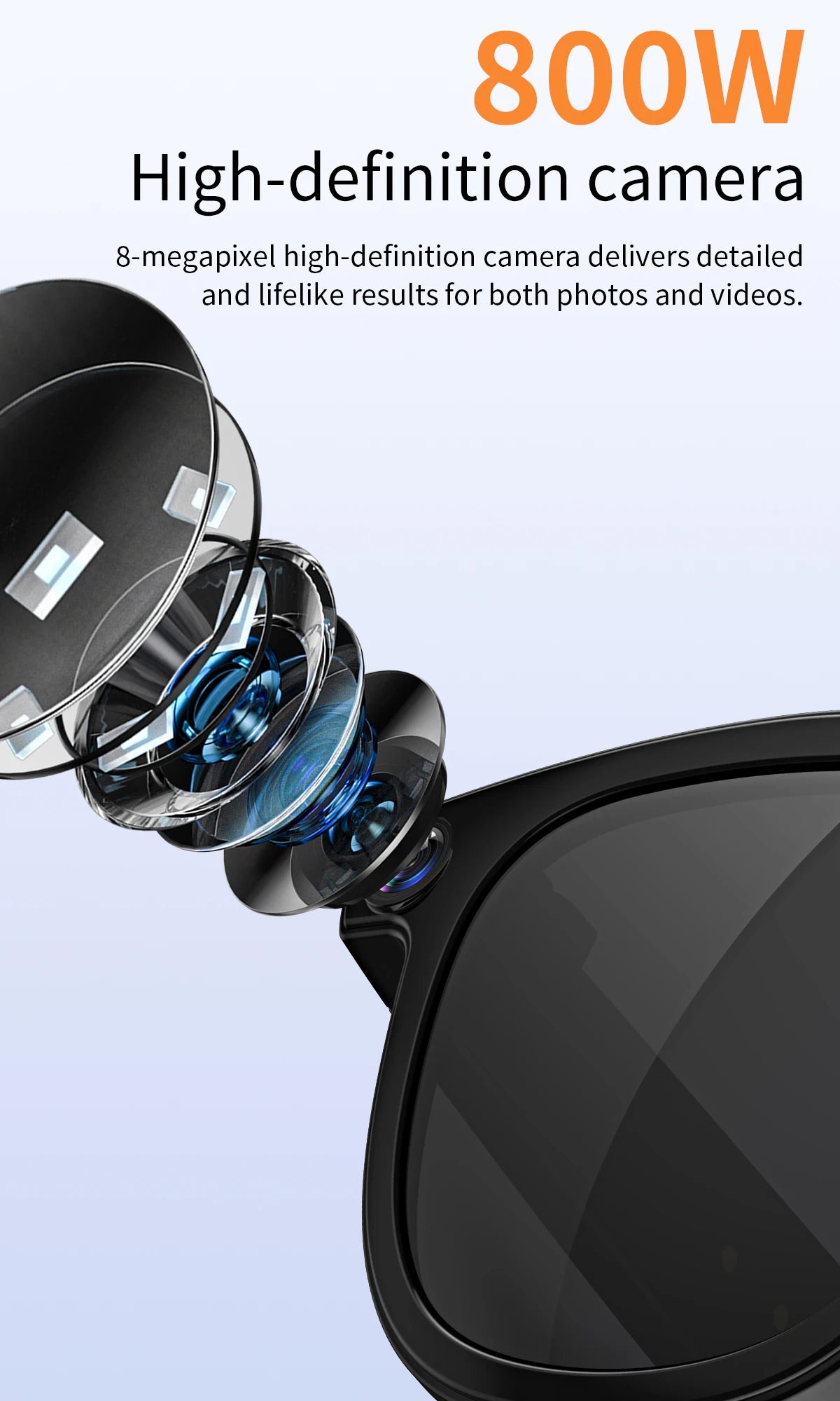 V3 AI Smart Glasses with ChatGPT, 8MP Camera Video Recording, Bluetooth Calls, Voice Wake, Music Playback Sunglasses