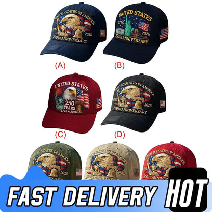 Men Women Baseball Caps US 250th Anniversary Cap Adjustable Retro Washed Patriotic Cap US 250th Anniversary Sports Trucker Hat