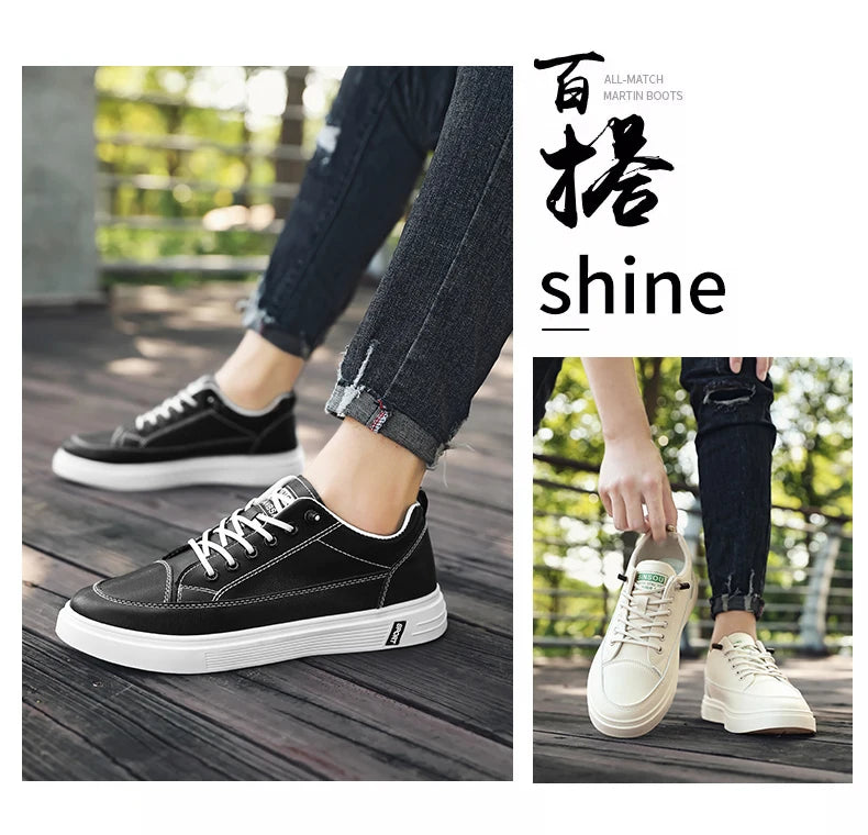 New Style White Sneakers for Men, Korean Version, Trendy Platform Shoes, Versatile for All Occasions, Sporty and Casual Shoes