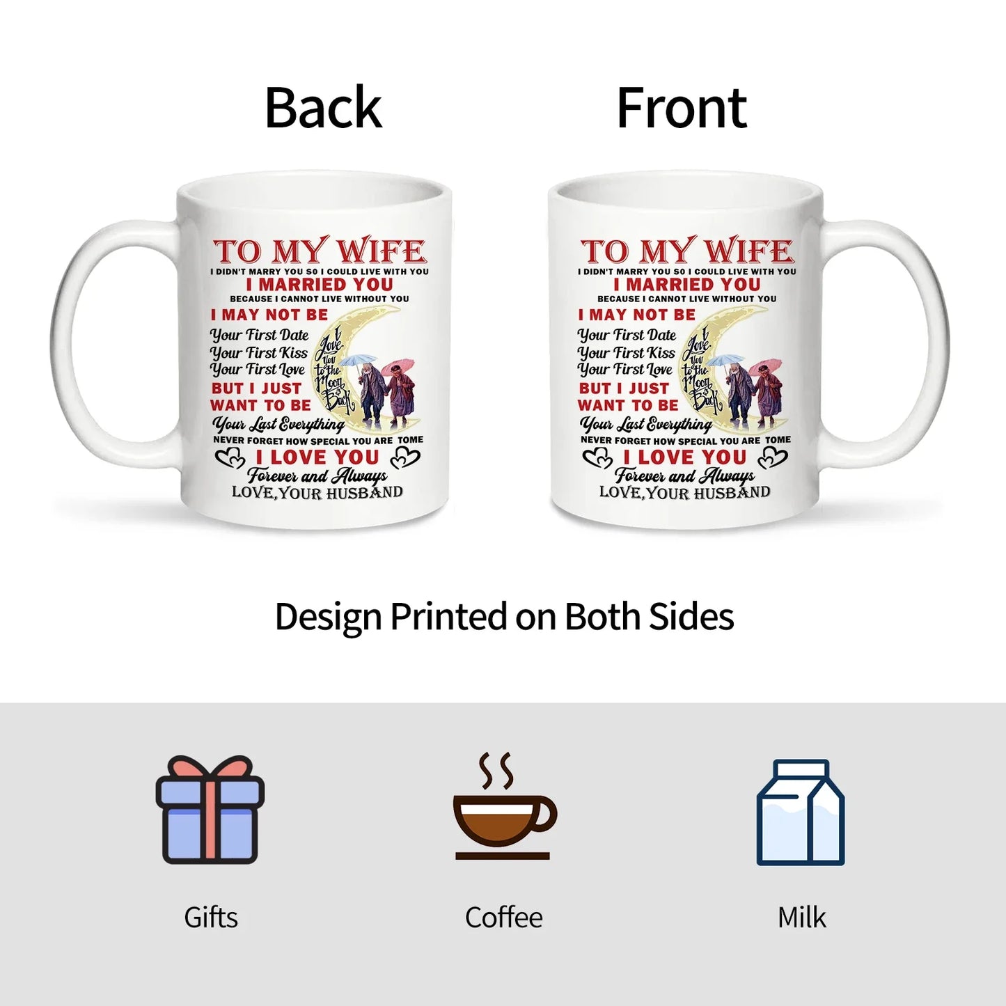 1pc,To My Wife Coffee Mug,Ceramic Cup, Romantic Anniversary & Birthday Gifts for Wife From Husband, 320ML