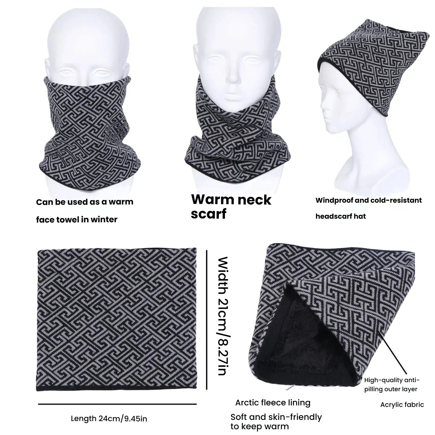 Winter Neck Coverings for Men's Warm Scarves Gentleman Thick Velvet Ring Scarf Warm Ski Cycling Face Mask Women Fashion Pullover