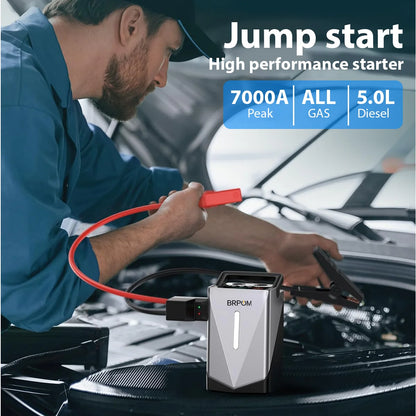 12000mAh 6-in-1 Auto Jump Starter Air Compressor Air Blower - Intelligent Clamps for Car Tire Inflation & Emergency Start