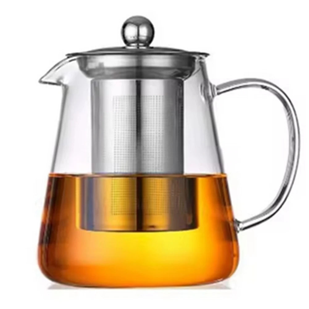 A76X-Heat Glass Teapot With Stainless Steel Tea Stra Flower Kettle Teawareiner Infuser Set Puer Oolong Pot