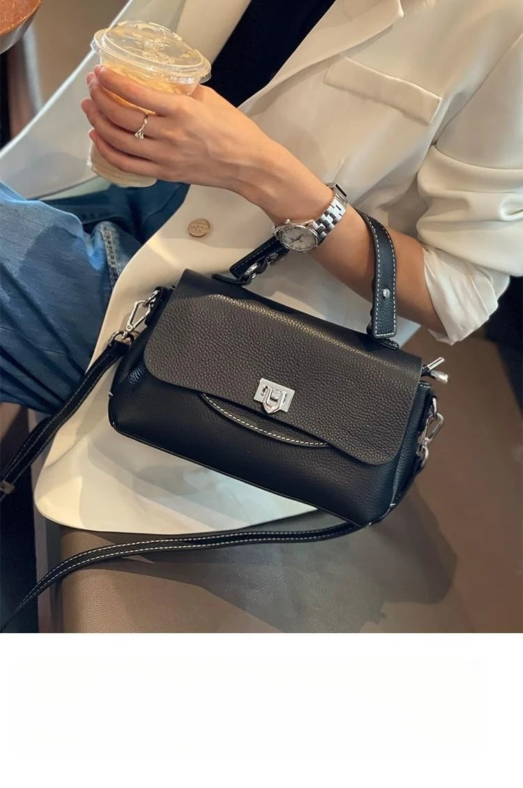 luxury handbags female crossbody bags Vintage Genuine leather one piece shoulder bag small square bag for women cowhide Blue bag