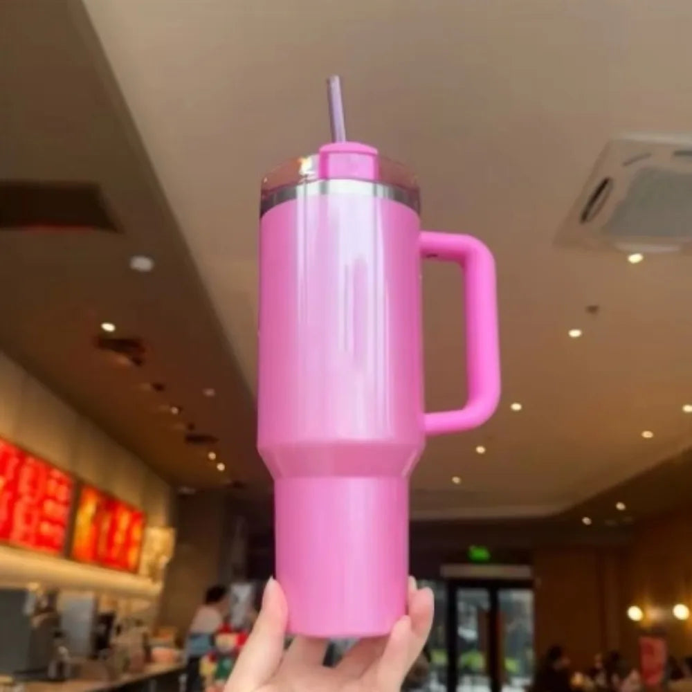 40oz Tumbler withLOGO Handle Lid Straw Stainless Steel Vacuum Insulated Quengher H2.0 Thermos Cup Silicone Boot for Stanleys