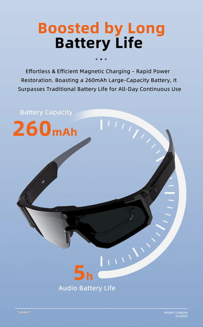 2026 AI Skiing Smart Glasses 800W HD Anti-shake Camera Action Capture Goggles Men 3D Surroud Sound AI Chat Call Sport Sunglasses