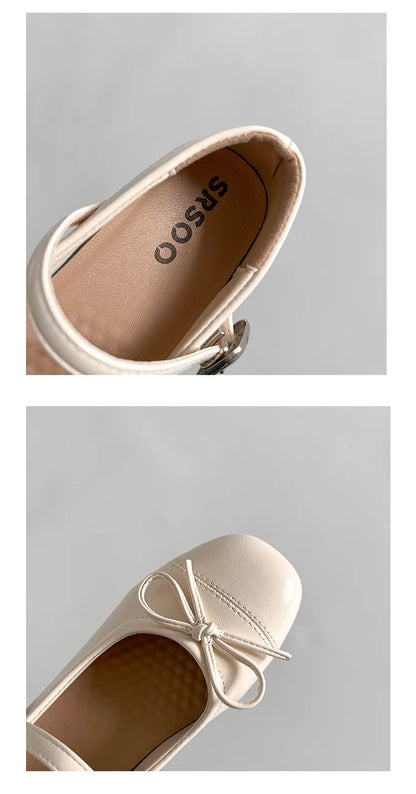 2026 New Spring Vintage Women Ballet Flats Shoes Comfort Round Toe Soft Sole Shoes Elegant Butterfly-knot Dress Grandma's Shoes