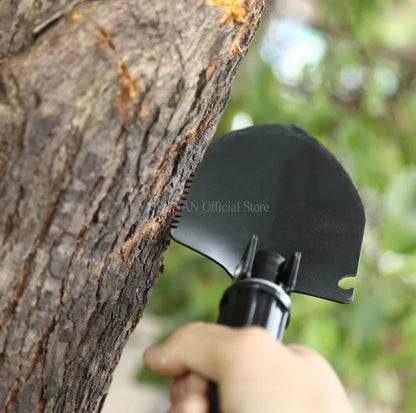 Foldable Portable Mounted Shovel Camping Tent Outdoor Shovel Self-defense Survival Tool Compass Storage Bag