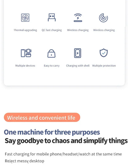 VIKEFON  3 in 1 Wireless Charger Stand for iPhone 16 15 14 13 12 Samsung Galaxy Apple Watch Airpods Pro Fast Charging Station