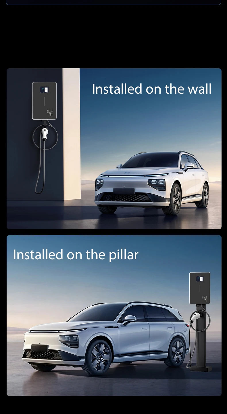 JIGU 1-phase 7kw 32A Type 2 Electric Vehicle Charging Station 3-phase 11KW 22KW EV Charger WIFI Bluetooth Wallbox Car Charger