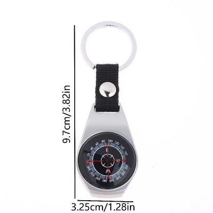 Outdoor Camping and Hiking Accessory: Durable Metal Compass Keychain Carabiner.