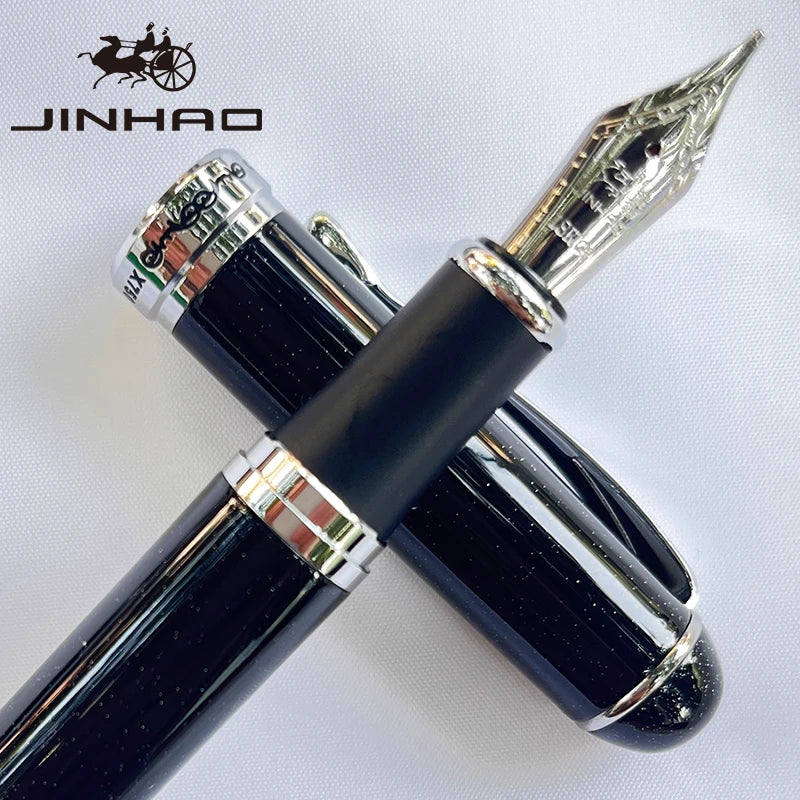 1 PCS Jinhao X750 Fountain Pen Set Medium Nib With Ink Converter Silver Trim Fancy gift calligraphy writing pen