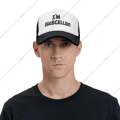 I'm Eggscellent Baseball Hats for Men Women Adjustable Dad Trucker Hat Outdoor Daily Leisure Caps