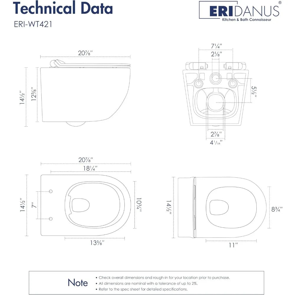 Eridanus Dual-Flush Wall-Mounted Toilet System with Integrated Tank and Carrier