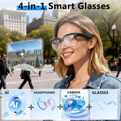 2026 New 4K HD 800W Pixel Dual-Camera Smart Glasses Men 1080P Video Recording AI Chat WIFI Transmission Translation Call Glasses