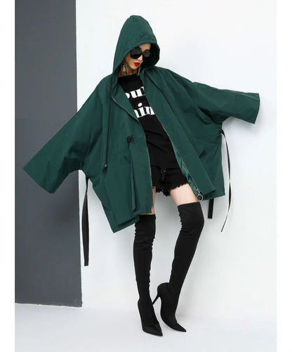 Amax luluE 2025 Fashion Korean Fall Ladies Loose Streetwear Womens Long Hooded Trench Coat Oversized Windbreaker Casual Clothes