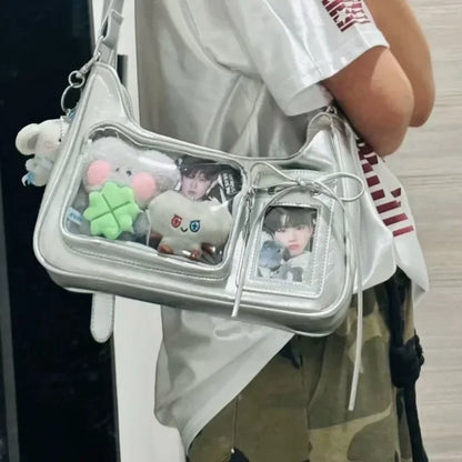 SS Y2k Harajuku Shoulder Bag Women Korean Transparent Ita Bag School Crossbody Bag Female Japanese Designer Preppy Handbag Purse