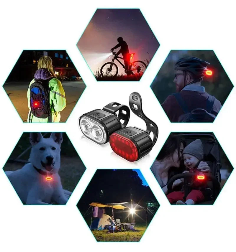 USB Rechargeable Bicycle Lights Bike Safety Warning Lamp Outdoor Waterproof Cycling Flashlight For Mountain And Road Bikes