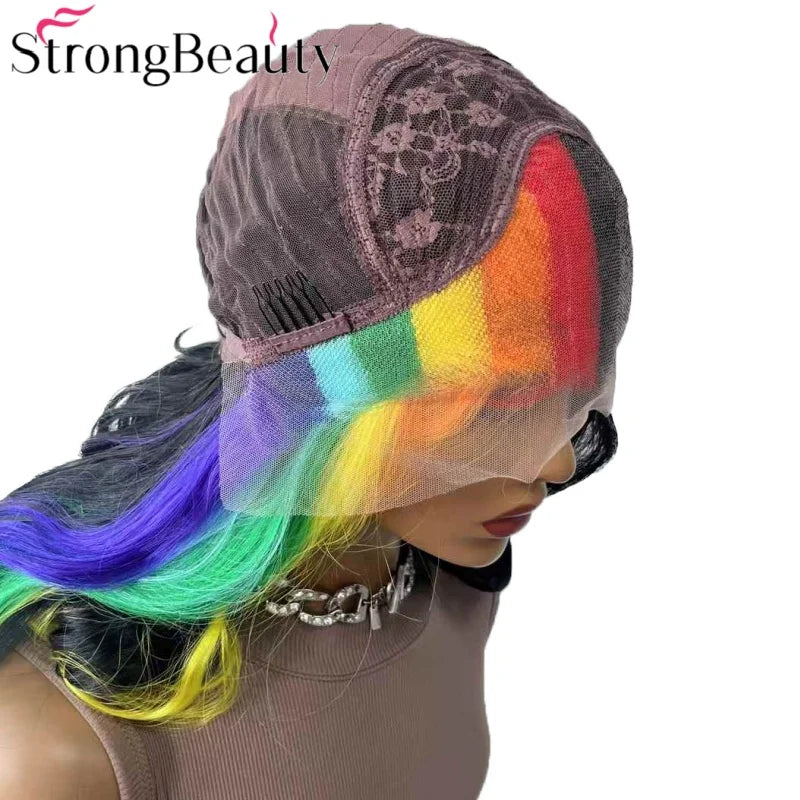 StrongBeauty Long Lace Front Wigs Synthetic Wavy Women Wig Heat Resistant Hair