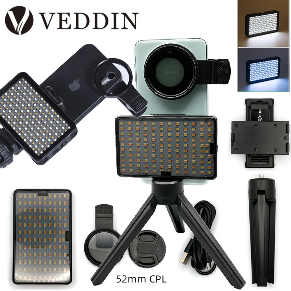 Professional Tattoo Fill Light with 120 LED Beads Reduce Reflected Light of Tattoos 52mm CPL Lens Filter Compatible any Phone