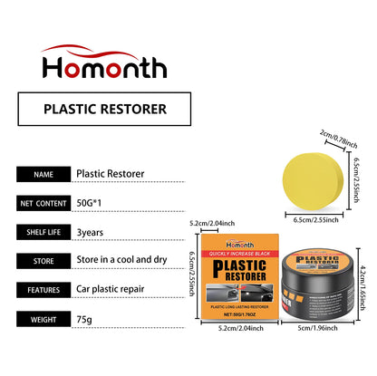 Automotive Plastic Restorer Paste Back To Black Gloss Plastic Renovator for Car Faded Bumpers, Dashboards & Leather Interior