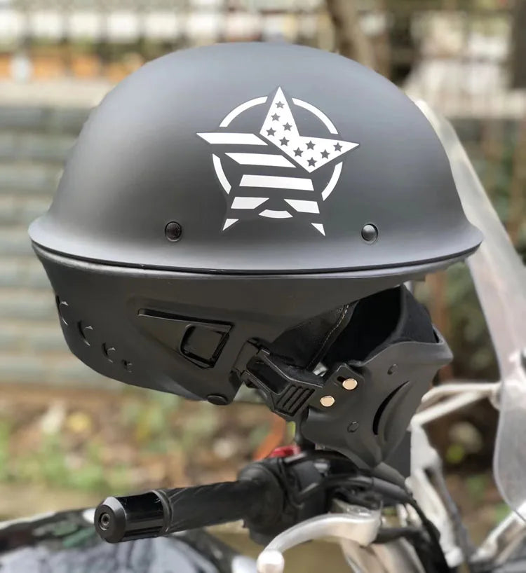 Malakas na lokomotiko buong helmet retro motorsiklo helmet rogue kumbinasyon kalahating helmet