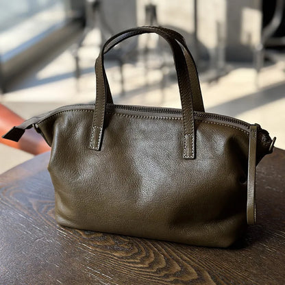 MOTAORA Full Grain Leather Shoulder Bag for Women Luxury Designer Crossbody Purse Vintage Top Handle Handbag Elegant Office Bag