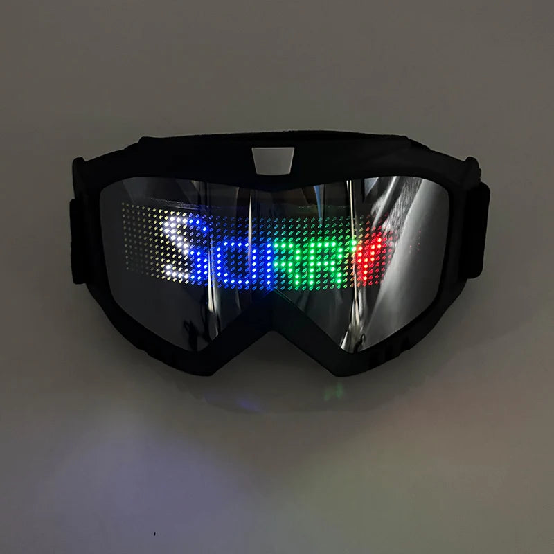 LED Bluetooth Goggles Halloween Christmas Disco Bar Neon Accessories Futuristic Luminous Glasses Bluetooth Diy LED Glasses
