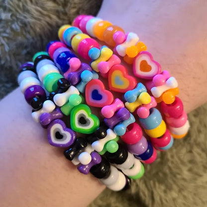 Rainbow Kandi Pride Bracelet Handmade Beaded Stretch Bracelet For Festival & Party