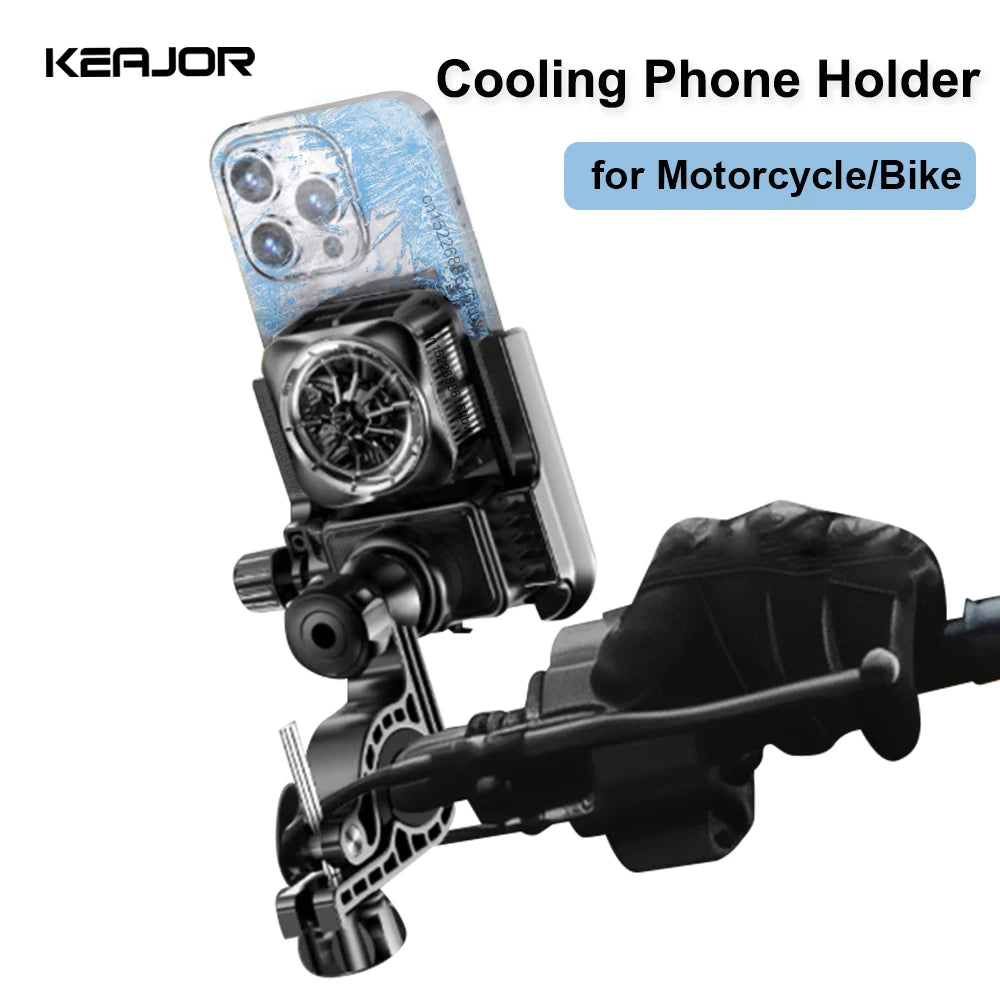 Motorcycle Cooling Phone Holder Mobile Phone Bracket 360° Rotation Shock-Resistant Navigation Cycling Cooling Stand Holder