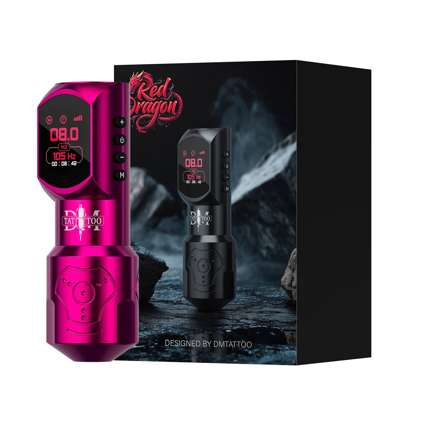 DM New Red-Dragon Wireless Tattoo Machine LED LargeScreen Customized Motor Wireless Tattoo Power Tattoo Gun For Permanent Makeup