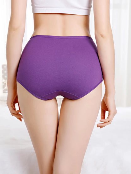 2Pcs Plus Size Women's Cotton Underwear High Waisted Tummy Control Panties Full Coverage Briefs Jacquard Ladies Panty Shaper