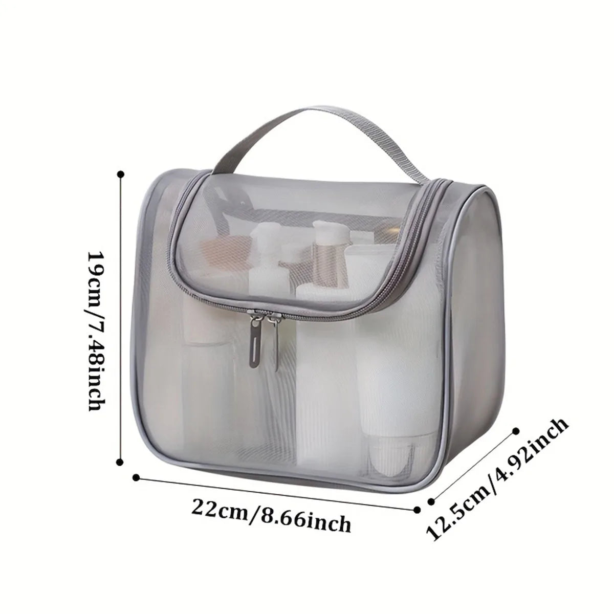 New Multi-functional Toiletries Bag Curved Nylon Mesh Portable Makeup Bag Women's Large Capacity Cosmetics Storage Bag