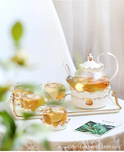 Nordic Afternoon Tea Set Flower Tea Cup Set Boiled Fruit Teapot Candle Heated Teapot Home Gifr