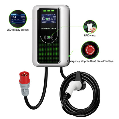 AFYEEV Type2 EV Charger 32A 7.6KW Charging Station Car Charger 11KW 22KW 3Phase EVSE Wallbox APP Bluetooth WiFi Remote Control