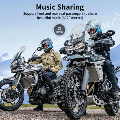 2pcs Fodsports FX8 Pro Motorcycle Helmet Intercom Bluetooth Headset Interphone,10 Riders 2000M,Dual Chip,Support APP.