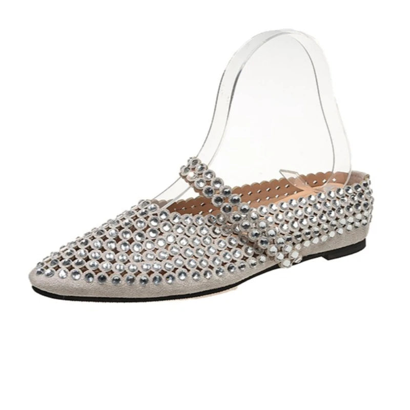 Crystal Women's Pointed Toe Slippers Luxury Flats Sandals Casual Mules Shoes Cozy New Trend Slides Fashion Dress Mujer Zapatos