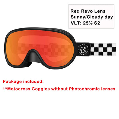 Vintage Motorcycle Goggles Over Glasses Photochromic UV400 Dirt Bike Goggles for Men Women Dual-Cycle Defogging Racing Glasses