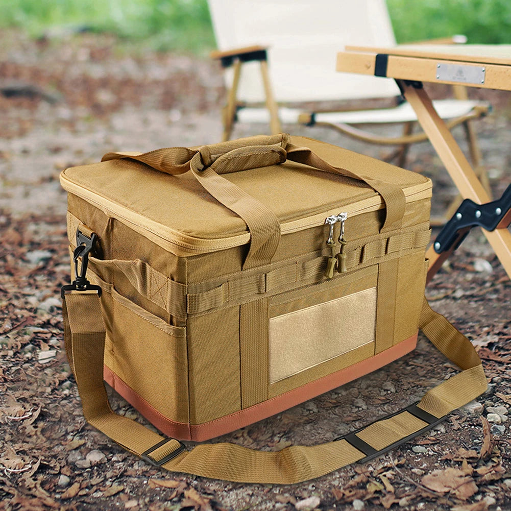 30L Camping Cooking Utensil Organizer Large Capacity Hard Picnic Storage Bag Detachable Multifunctional Utility Camping Supplies