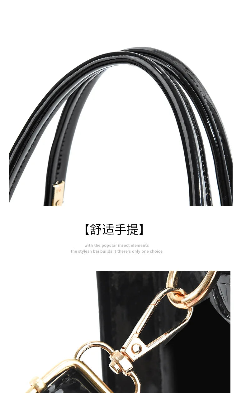 Luxury Bright Leather Ladies HandBags High-end Crocodile  Messenger Bags Boston Ladies Shopping Shoulder Tote Bags Crossbody Bag