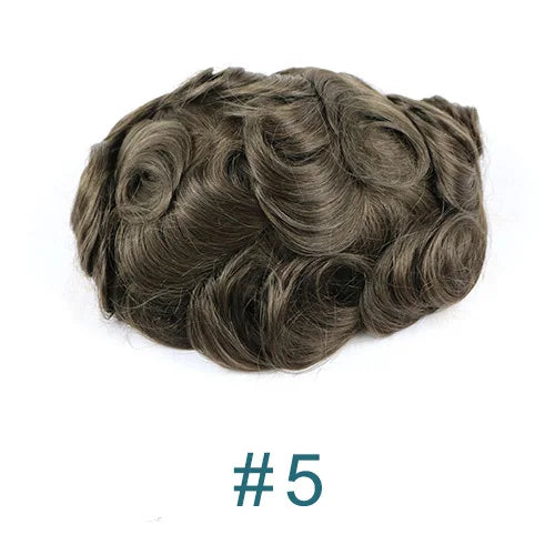 Natural Hairline 1B65 Grey Old Man 100% Human Hair Wigs System Prosthesis Super Durable 0.1mm Strong PU Base Men Silicon Toupee